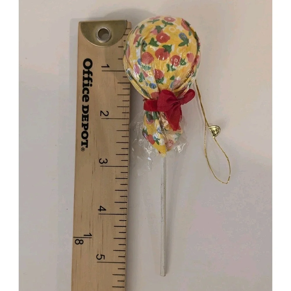 Lot of 3 Vtg Christmas Candy Ornament Decorations Lollipops Peppermint Floral